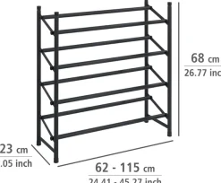 WENKO Schuhregal »Modell Hero« ausziehbar, 62 bis 115 cm, für 24 Paar Schuhe, Anti-Rutsch Oberfläche