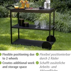 WENKO Servierwagen »Modell Miro« Beistellwagen mit Rollen, Ablage aus FSC® zertifiziertem Akazienholz