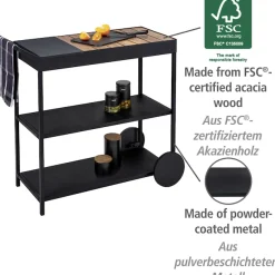 WENKO Servierwagen »Modell Miro« Beistellwagen mit Rollen, Ablage aus FSC® zertifiziertem Akazienholz
