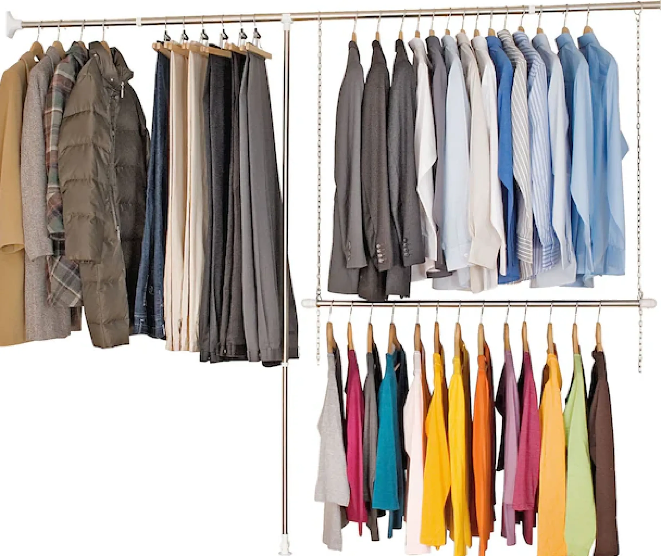 WENKO Teleskopregal »Garderobe« Set, 3 Stk. tlg. flexibles Kleiderstangensystem, belastbar bis 110 kg