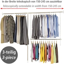WENKO Teleskopregal »Garderobe« Set, 3 Stk. tlg. flexibles Kleiderstangensystem, belastbar bis 110 kg