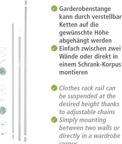 WENKO Teleskopregal »Garderobe« Set, 3 Stk. tlg. flexibles Kleiderstangensystem, belastbar bis 110 kg
