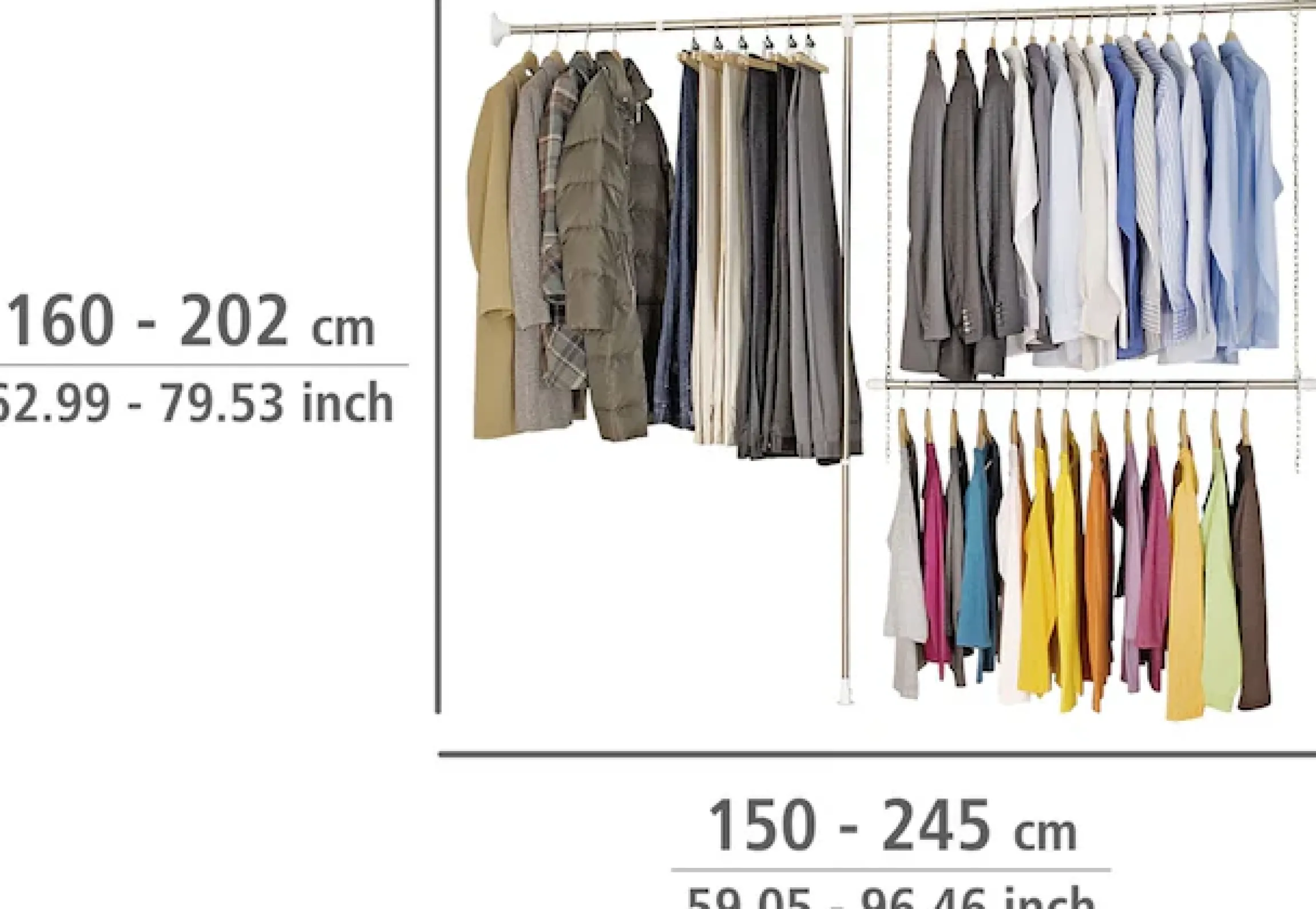 WENKO Teleskopregal »Garderobe« Set, 3 Stk. tlg. flexibles Kleiderstangensystem, belastbar bis 110 kg