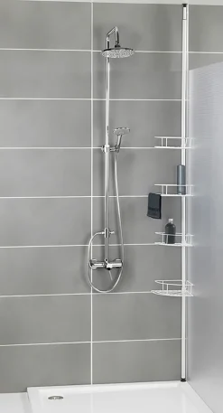 WENKO Teleskopregal »Modell Dolcedo« mit 4 Ablagen für Dusche und Bad ohne Bohren, Edelstahl