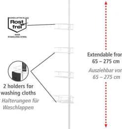 WENKO Teleskopregal »Modell Dolcedo« mit 4 Ablagen für Dusche und Bad ohne Bohren, Edelstahl