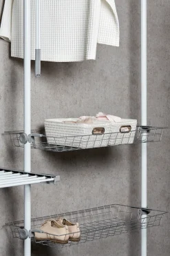 WENKO Teleskopregal »Modell Herkules Duo« zum Klemmen ohne Bohren, verstellbar, mit 3 Kleiderstangen & 2 Körben