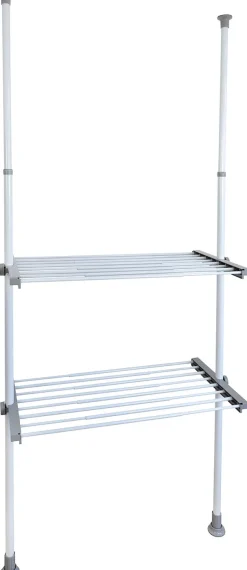 WENKO Teleskopregal »Modell Herkules Twin« Set,2 Trägerstangen, 2 verstellbare Ablagen, ideal für Bad & Abstellkammer