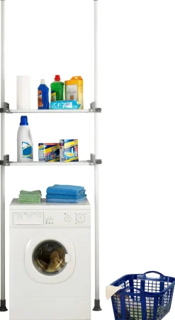 WENKO Teleskopregal »Modell Herkules Twin« Set,2 Trägerstangen, 2 verstellbare Ablagen, ideal für Bad & Abstellkammer
