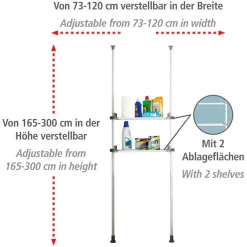 WENKO Teleskopregal »Modell Herkules Twin« Set,2 Trägerstangen, 2 verstellbare Ablagen, ideal für Bad & Abstellkammer