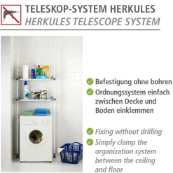 WENKO Teleskopregal »Modell Herkules Twin« Set,2 Trägerstangen, 2 verstellbare Ablagen, ideal für Bad & Abstellkammer