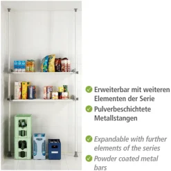 WENKO Teleskopregal »Modell Herkules Twin« Set,2 Trägerstangen, 2 verstellbare Ablagen, ideal für Bad & Abstellkammer