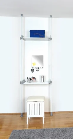 WENKO Teleskopregal »Modell Herkules Twin« Set,2 Trägerstangen, 2 verstellbare Ablagen, ideal für Bad & Abstellkammer