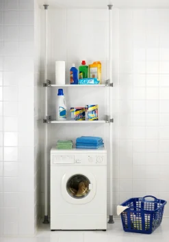WENKO Teleskopregal »Modell Herkules Twin« Set,2 Trägerstangen, 2 verstellbare Ablagen, ideal für Bad & Abstellkammer