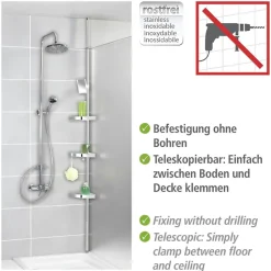 WENKO Teleskopregal »Premium« 3 Ablagen, 1 Spiegel