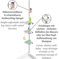 WENKO Teleskopregal »Premium« 3 Ablagen, 1 Spiegel