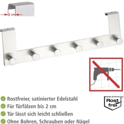 WENKO Türhaken »Modell Celano« Türgarderobe, Hakenleiste mit 6 Haken
