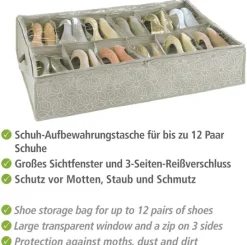 WENKO Unterbettkommode »Modell Balance« Aufbewahrungsbox für 12 Paar Schuhe mit Sichtfenster & Reißverschluss