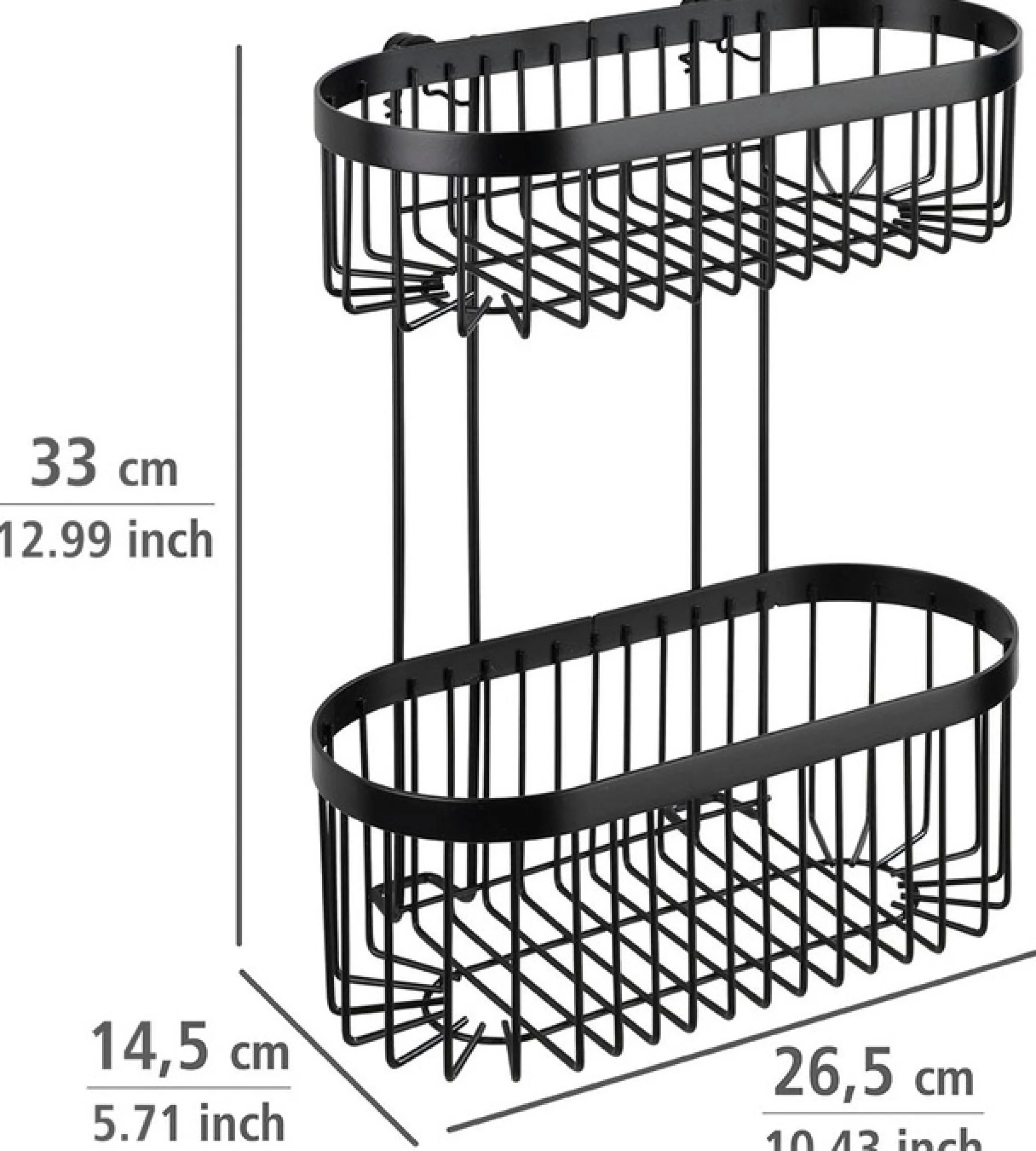 WENKO Wandregal »Classic Plus Black« 2 Etagen