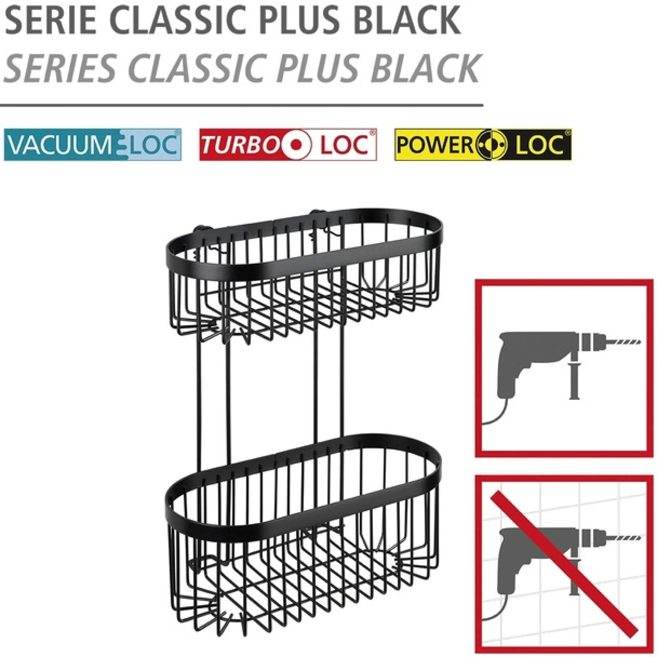 WENKO Wandregal »Classic Plus Black« 2 Etagen