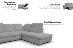 WERK2 Ecksofa »Alicante 280 x 230 cm Cord L-Form, modern und bequem« Cord, L-Form, XXL, Schlaffunktion, Bettkasten