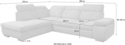 WERK2 Ecksofa »Alicante 280 x 230 cm Cord L-Form, modern und bequem« Cord, L-Form, XXL, Schlaffunktion, Bettkasten