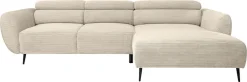 WERK2 Ecksofa »Alisson 277 x 174 cm modern und bequem« Cord, L-Form, XXL, elektrische Sitztiefenverstellung, Schlaffunktion
