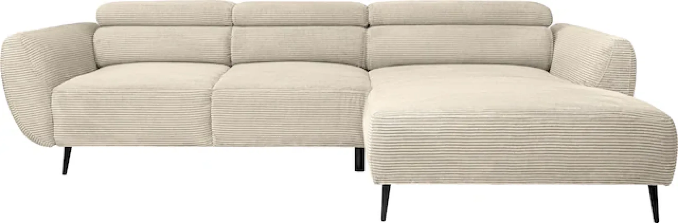 WERK2 Ecksofa »Alisson 277 x 174 cm modern und bequem« Cord, L-Form, XXL, elektrische Sitztiefenverstellung, Schlaffunktion