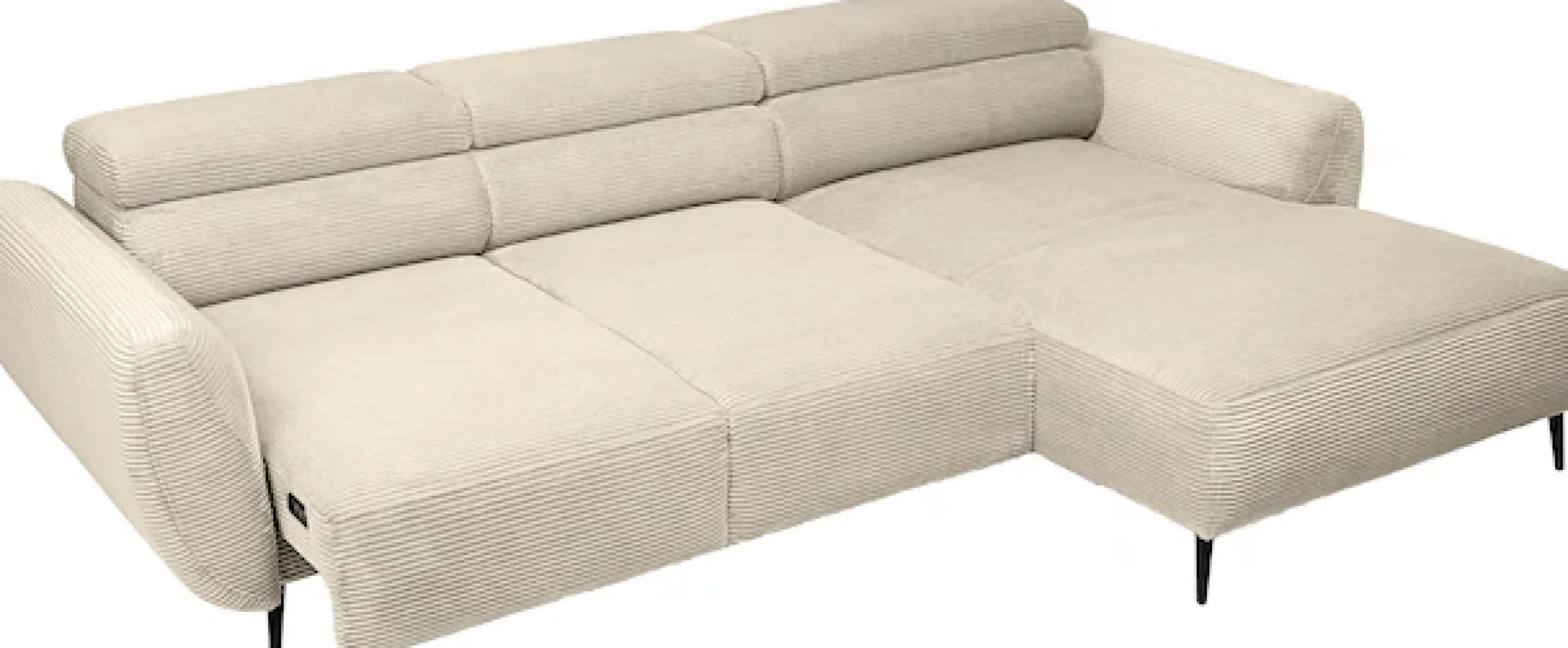 WERK2 Ecksofa »Alisson 277 x 174 cm modern und bequem« Cord, L-Form, XXL, elektrische Sitztiefenverstellung, Schlaffunktion