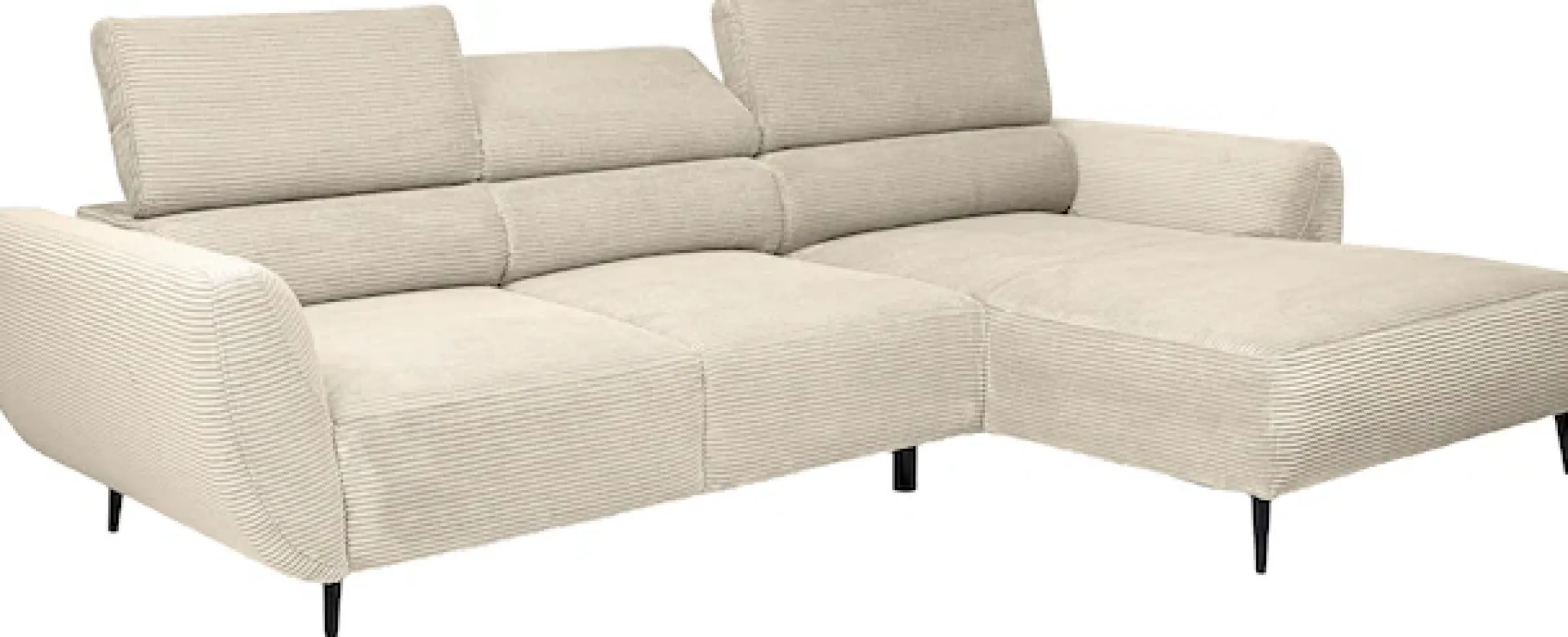 WERK2 Ecksofa »Alisson 277 x 174 cm modern und bequem« Cord, L-Form, XXL, elektrische Sitztiefenverstellung, Schlaffunktion