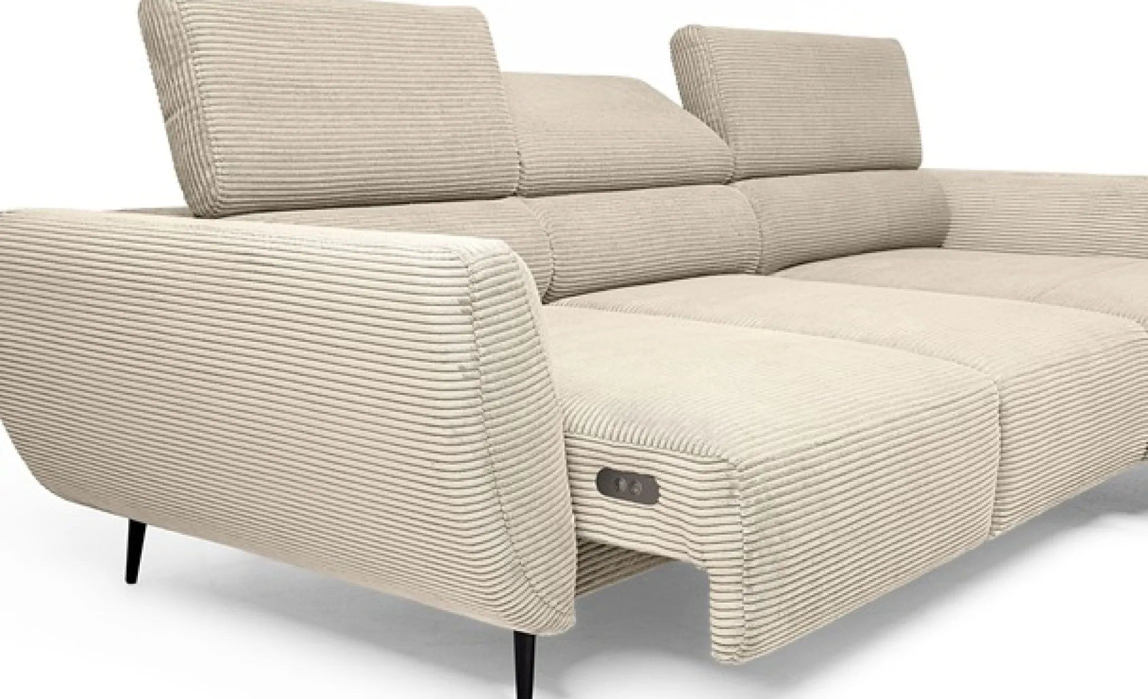 WERK2 Ecksofa »Alisson 277 x 174 cm modern und bequem« Cord, L-Form, XXL, elektrische Sitztiefenverstellung, Schlaffunktion