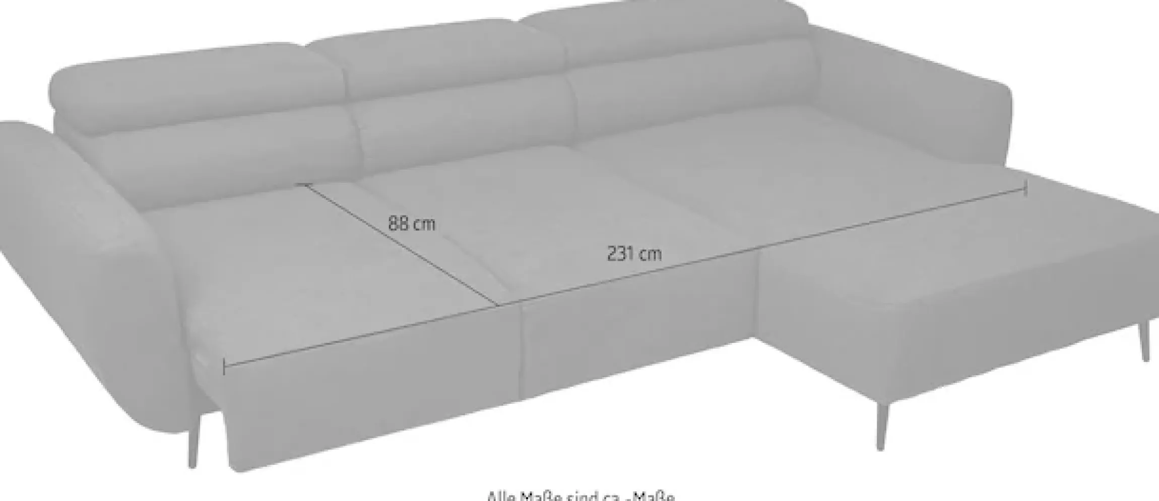 WERK2 Ecksofa »Alisson 277 x 174 cm modern und bequem« Cord, L-Form, XXL, elektrische Sitztiefenverstellung, Schlaffunktion