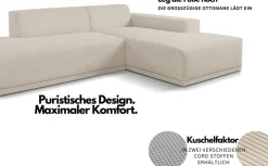 WERK2 Ecksofa »Apollo 264 x 188 cm modern und bequem« Cord, L-Form