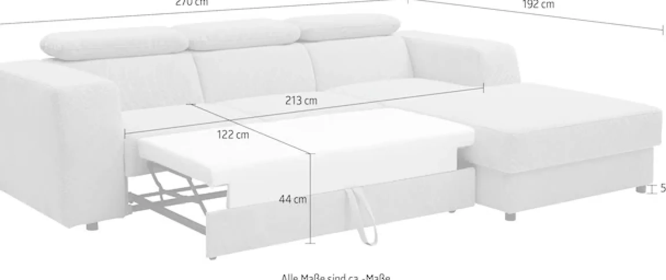 WERK2 Ecksofa »Cherry 270 x 192 cm modern und bequem« Cord, L-Form, XXL, Schlaffunktion, Bettkasten