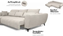 WERK2 Ecksofa »Garay 287 x 220 cm modern und bequem« Luxus-Microfaser, L-Form, XXL, elektrische Sitztiefenverstellung