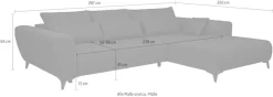 WERK2 Ecksofa »Garay 287 x 220 cm modern und bequem« Luxus-Microfaser, L-Form, XXL, elektrische Sitztiefenverstellung