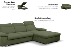 WERK2 Ecksofa »Palma 282 x 185 cm modern und bequem« Strukturstoff, L-Form, XXL, Schlaffunktion, Bettkasten