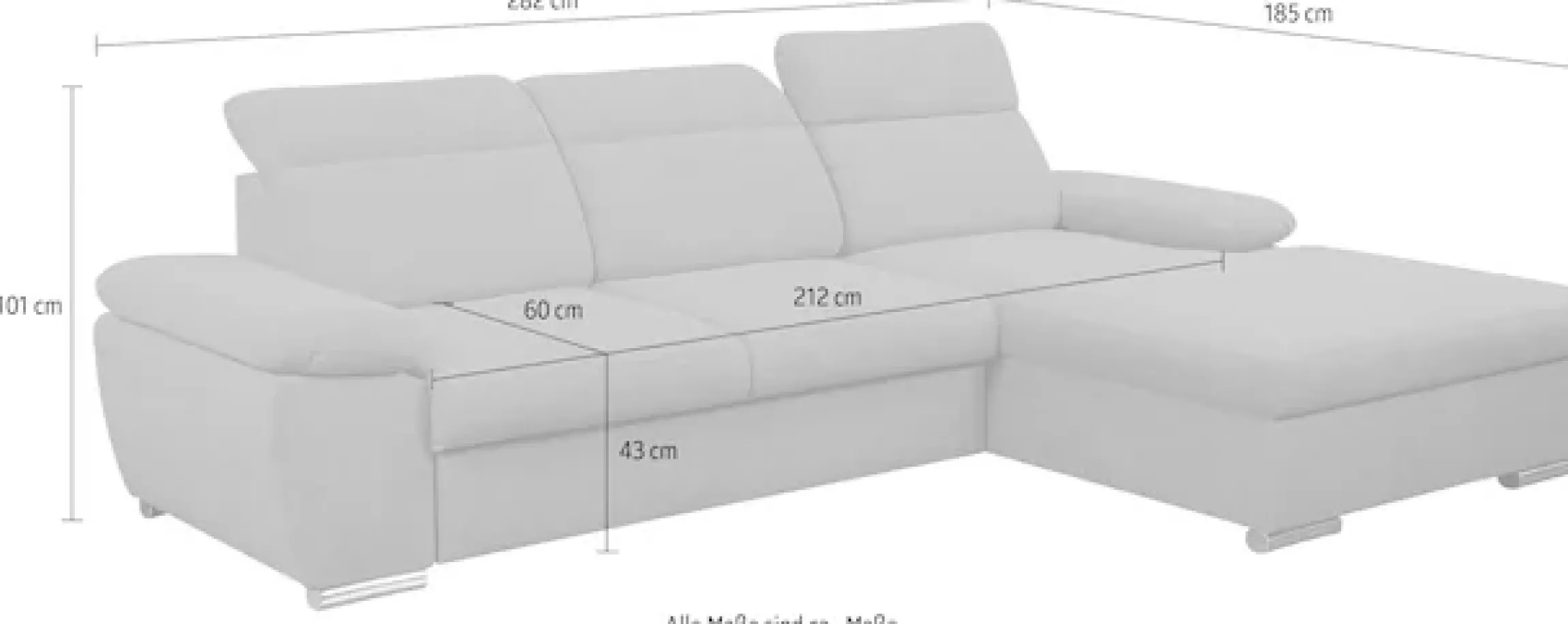 WERK2 Ecksofa »Palma 282 x 185 cm modern und bequem« Strukturstoff, L-Form, XXL, Schlaffunktion, Bettkasten