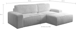 WERK2 Ecksofa »Rotterdam-L 267 x 165 cm modern und bequem« Cord, L-Form, Schlaffunktion, Bettkasten