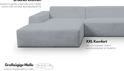 WERK2 Ecksofa »Zeus-XL 311 cm breit, bequemes Mega-Sofa in L-Form, große Sitztiefe« Curvy-trend Cord Big-Sofa mit 210 cm XXL-Ottomane für 2 Personen