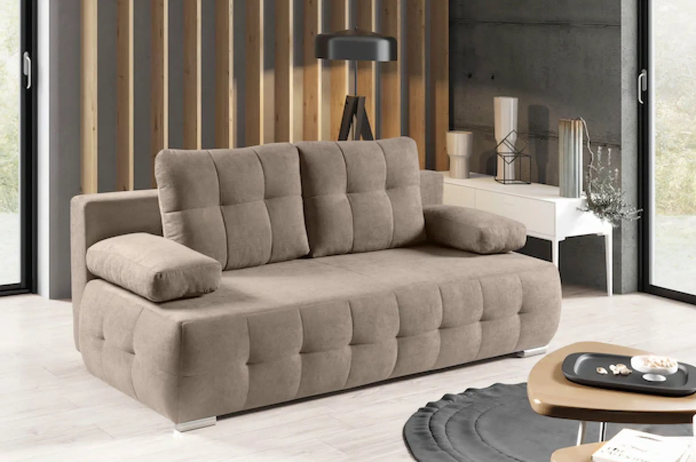 WERK2 Schlafsofa »Indigo 205 cm Bettsofa mit Bettkasten modern und bequem« Luxus-Microfaser weich, Schlaffunktion, Bettkasten