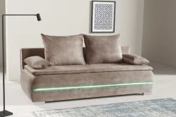 WERK2 Schlafsofa »Tekla 206 cm LED modern und bequem« Veloursstoff, Schlaffunktion, Bettkasten, LED-Beleuchtung
