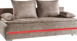 WERK2 Schlafsofa »Tekla 206 cm LED modern und bequem« Veloursstoff, Schlaffunktion, Bettkasten, LED-Beleuchtung