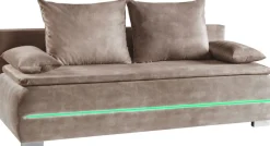 WERK2 Schlafsofa »Tekla 206 cm LED modern und bequem« Veloursstoff, Schlaffunktion, Bettkasten, LED-Beleuchtung