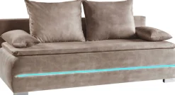 WERK2 Schlafsofa »Tekla 206 cm LED modern und bequem« Veloursstoff, Schlaffunktion, Bettkasten, LED-Beleuchtung
