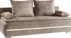 WERK2 Schlafsofa »Tekla 206 cm LED modern und bequem« Veloursstoff, Schlaffunktion, Bettkasten, LED-Beleuchtung