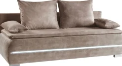 WERK2 Schlafsofa »Tekla 206 cm LED modern und bequem« Veloursstoff, Schlaffunktion, Bettkasten, LED-Beleuchtung