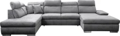 WERK2 Wohnlandschaft »Cordoba 359 x 232 cm inkl. Bett modern und bequem« Struktur, U-Form, XXL, Schlaffunktion, Bettkasten