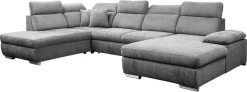 WERK2 Wohnlandschaft »Cordoba 359 x 232 cm inkl. Bett modern und bequem« Struktur, U-Form, XXL, Schlaffunktion, Bettkasten