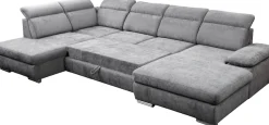 WERK2 Wohnlandschaft »Cordoba 359 x 232 cm inkl. Bett modern und bequem« Struktur, U-Form, XXL, Schlaffunktion, Bettkasten