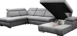 WERK2 Wohnlandschaft »Cordoba 359 x 232 cm inkl. Bett modern und bequem« Struktur, U-Form, XXL, Schlaffunktion, Bettkasten